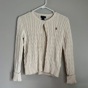 Ralph Lauren Button Sweater Off white Girls size L 12-14